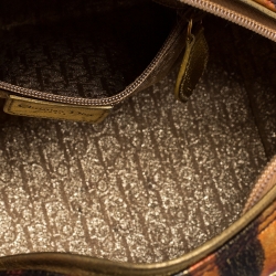 Pre Owned Dior Metallic Gold/Orange Printed Leather Gambler Dice Bowling Bag