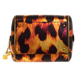 Pre Owned Dior Metallic Gold/Orange Printed Leather Gambler Dice Bowling Bag