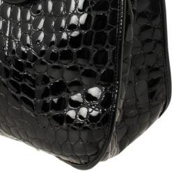 مملوكة مسبقًا Christian Dior Black Croc Embossed Patent Leather 61 Tote Bag
