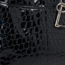 مملوكة مسبقًا Christian Dior Black Croc Embossed Patent Leather 61 Tote Bag