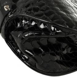 مملوكة مسبقًا Christian Dior Black Croc Embossed Patent Leather 61 Tote Bag