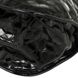 مملوكة مسبقًا Christian Dior Black Croc Embossed Patent Leather 61 Tote Bag