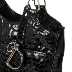 مملوكة مسبقًا Christian Dior Black Croc Embossed Patent Leather 61 Tote Bag