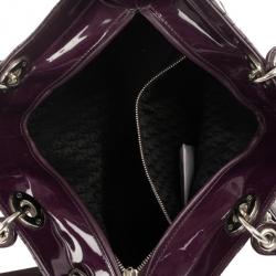 Pre Owned Christian Dior Purple Patent  Lady Dior Bag