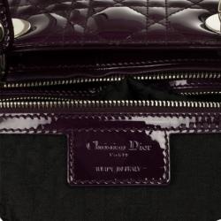 Pre Owned Christian Dior Purple Patent  Lady Dior Bag