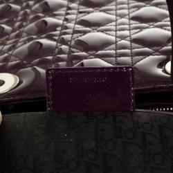 Pre Owned Christian Dior Purple Patent  Lady Dior Bag