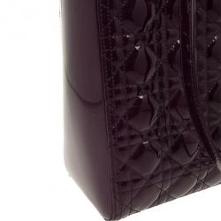 Pre Owned Christian Dior Purple Patent  Lady Dior Bag