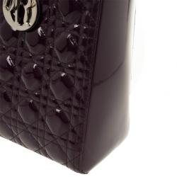 Pre Owned Christian Dior Purple Patent  Lady Dior Bag