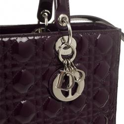 Pre Owned Christian Dior Purple Patent  Lady Dior Bag