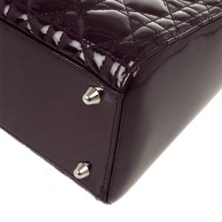 Pre Owned Christian Dior Purple Patent  Lady Dior Bag