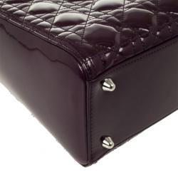 Pre Owned Christian Dior Purple Patent  Lady Dior Bag