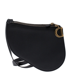 Pre Owned Dior Black Leather Saddle Triple Zip Crossbody Bag