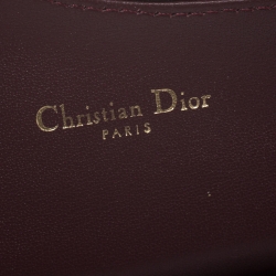 Pre Owned Dior Burgundy Oblique Canvas Saddle Card Holder