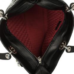 Pre Owned Christian Dior Black Lambskin Lady Cannage Large Bag