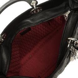 Pre Owned Christian Dior Black Lambskin Lady Cannage Large Bag