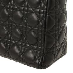 Pre Owned Christian Dior Black Lambskin Lady Cannage Large Bag