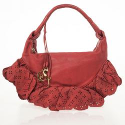 مملوكة مسبقًا Christian Dior Red Gypsy Ruffles Hobo Shoulder Bag
