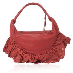 مملوكة مسبقًا Christian Dior Red Gypsy Ruffles Hobo Shoulder Bag