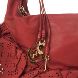 مملوكة مسبقًا Christian Dior Red Gypsy Ruffles Hobo Shoulder Bag