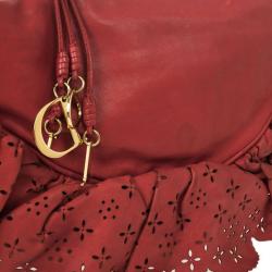 مملوكة مسبقًا Christian Dior Red Gypsy Ruffles Hobo Shoulder Bag