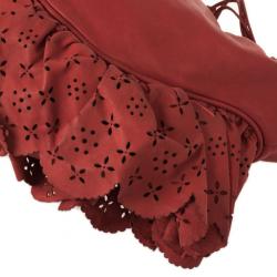 مملوكة مسبقًا Christian Dior Red Gypsy Ruffles Hobo Shoulder Bag