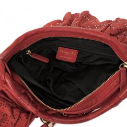 مملوكة مسبقًا Christian Dior Red Gypsy Ruffles Hobo Shoulder Bag