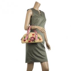 Pre Owned Dior Wicker Frame Bag with Raffia Flowers