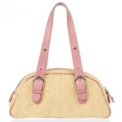 Pre Owned Dior Wicker Frame Bag with Raffia Flowers
