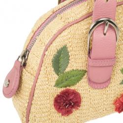 Pre Owned Dior Wicker Frame Bag with Raffia Flowers