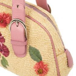 Pre Owned Dior Wicker Frame Bag with Raffia Flowers