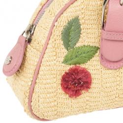 Pre Owned Dior Wicker Frame Bag with Raffia Flowers