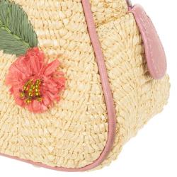 Pre Owned Dior Wicker Frame Bag with Raffia Flowers
