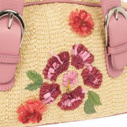 Pre Owned Dior Wicker Frame Bag with Raffia Flowers