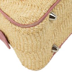 Pre Owned Dior Wicker Frame Bag with Raffia Flowers