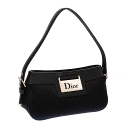 مملوكة مسبقًا Dior Black Fabric Jacquard Oblique Vintage Small Shoulder Bag