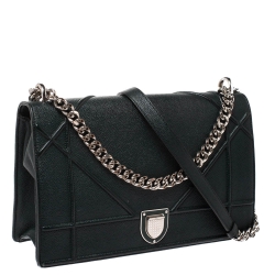 مملوكة مسبقًا Dior Dark Green Leather Large Diorama Flap Shoulder Bag