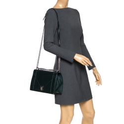 مملوكة مسبقًا Dior Dark Green Leather Large Diorama Flap Shoulder Bag