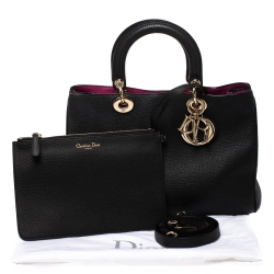 Pre Owned Dior Black Leather Medium Diorissimo Shopper Tote