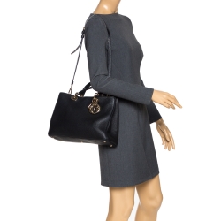 Pre Owned Dior Black Leather Medium Diorissimo Shopper Tote