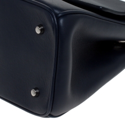 Pre Owned Dior Metallic Blue/Navy Blue Leather Mini Be Dior Top Handle Bag