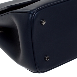 Pre Owned Dior Metallic Blue/Navy Blue Leather Mini Be Dior Top Handle Bag