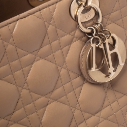 Dior Beige Leather Medium Lady Dior Tote