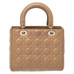 Dior Beige Leather Medium Lady Dior Tote