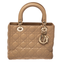 Dior Beige Leather Medium Lady Dior Tote