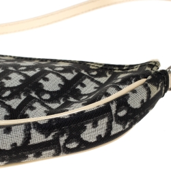 Pre Owned Dior Black/Cream Diorissimo Coated Canvas and Patent Leather Saddle Bag