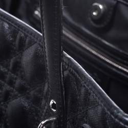 Pre Owned Dior Black Cannage Quilted Coated Canvas Medium Panarea Tote