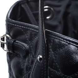 Pre Owned Dior Black Cannage Quilted Coated Canvas Medium Panarea Tote