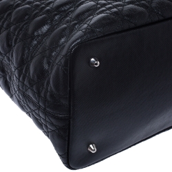 Pre Owned Dior Black Cannage Quilted Coated Canvas Medium Panarea Tote