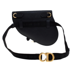 Pre Owned Dior Deep Navy Blue Leather Saddle Belt Bag