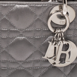 Dior Grey Cannage Satin Mini Lady Dior Tote